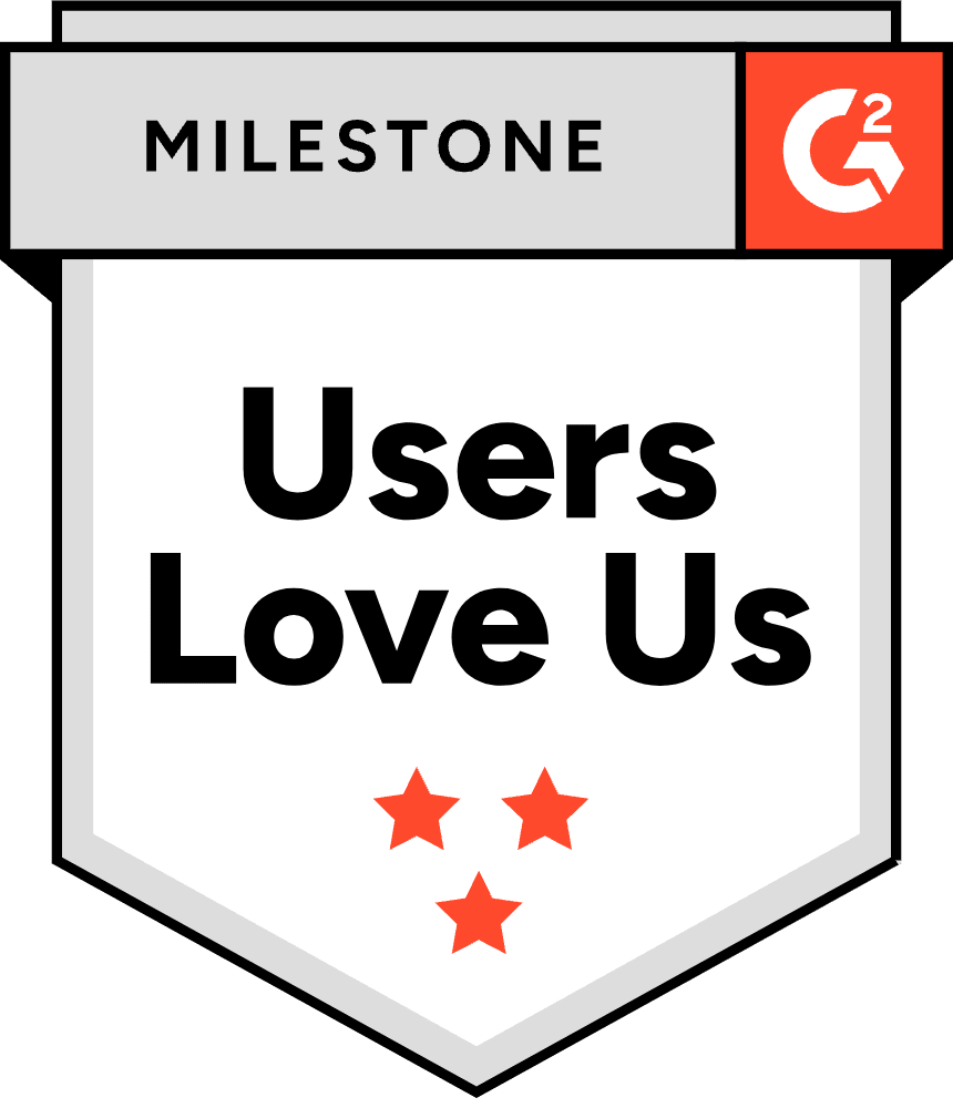 Milestone Users love us G2 badge